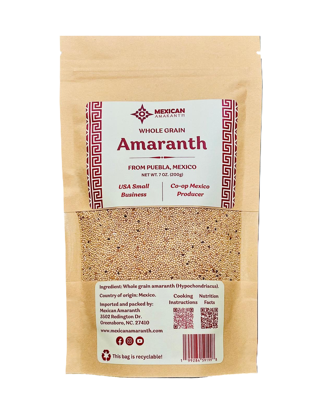 Whole amaranth grain, raw, vegan, Mexican Amaranth, Mexico, gluten free, plant-based protein, Aztec