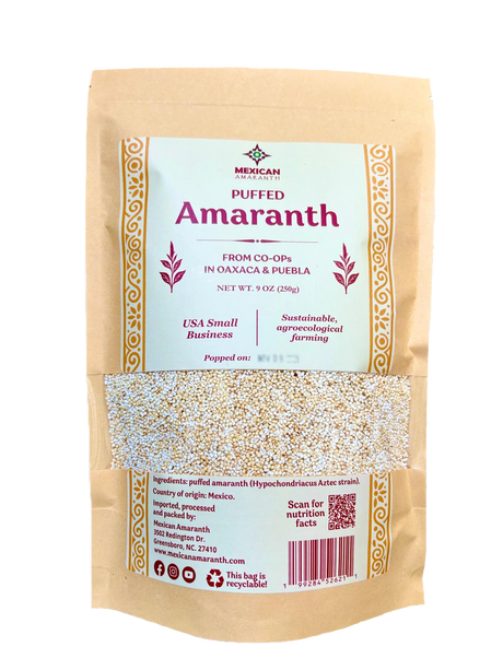 Mexican, amaranth, grain, puffed, oaxaca, plant-based, cereal