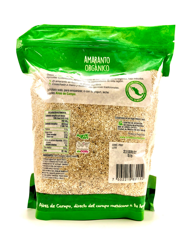 Aires de campo, popped, puffed amaranth, amaranth, snack, cereal, grain, bars, plant based, puffed, flour, sweet, mexican, healthy, pantry, chia, honey, energy, protein, gluten free, popped, seeds, kids, vegan, vegetarian, breakfast, fitness, recipe, granola, benefits, quinoa, nutritional, simple, quick, ancestral, traditional, diet, back
